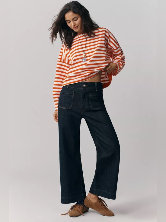 Maeve Denim - Maeve Colette High-Rise Wide-Leg Cropped Jeans SZ 28